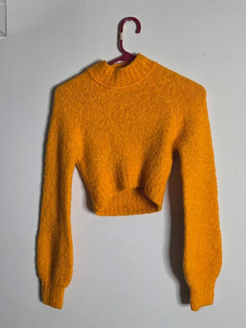 ORANGE BELL SLEEVE CROP SWEATER